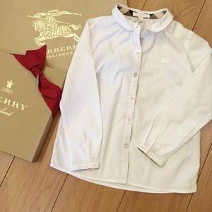 美品　BURBERRY バーバリー　ブラウス シャツ 120㎝　128㎝　130cm　8Y　フォーマル 卒業式　入学式　受験　大きめ刺繍ホースマーク　