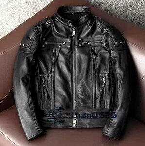 最上級 牛革 メンズ 革ジャン レザージャケット バイクウエア オートバイ ライダース ブルゾン 本革 ヴィンテージ風 S~5XL
