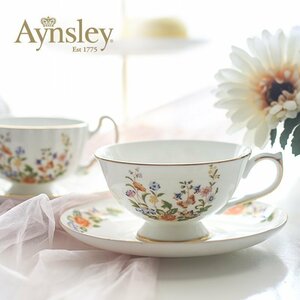 Aynsley エインズレイ　イギリス　洋食器　茶器　コーヒーカップ＆ソーサー　花柄　お祝い　プレゼント