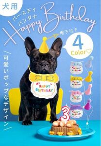 【期間限定価格】【ピンク】犬用 ペット　誕生日 よだれかけ 帽子　セット バースデーグッズ