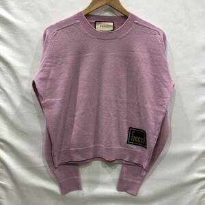 [GUCCI] Gucci Love Parade Wool-Jacquard Sweater Pink 695802 1921 thin knitted sweater wool pink Logo lady's M ts202404