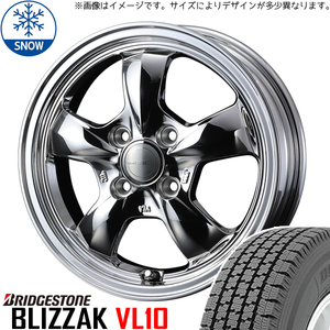 新品 ハイゼットピクシス 145R12 6PR BS BLIZZAK VL10 グラフト 5S 12インチ 4.0J +42 4/100 スタッドレス タイヤ ホイール セット 4本