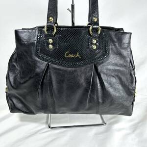 1円〜 COACH コーチ サッチェル ブラック 黒 ゴールド金具 レザー F19243 トートバッグ ハンドバッグ レディース 