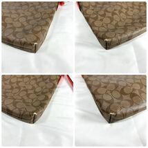 1円〜 COACH コーチ F58297 シグネチャー PVC×レザー ショルダーバッグ クロスボディ 肩掛け ベージュ系×オレンジ系_画像3