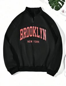 新品未使用 アメリカ ブルックリン Brooklyn ニューヨーク パーカー スウェット トレーナー ハーフ ジップ シーイン SHEIN レディース