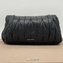 1円〜 美品 miu miu ミュウミュウ レザー マテラッセ 2WAY ダブル チェーン ショルダーバッグ ハンドバッグ トートバッグ 黒 ブラック_画像3