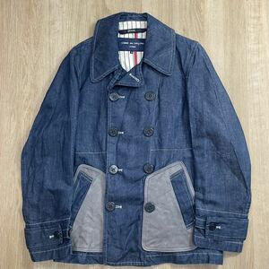 【激レア】COMME des GARCONS HOMME gloverall コムデギャルソンオム 別注 デニム×レザー 切り替え グローバーオール 2013AW Pコート S