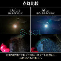 トヨタ オーリス プリウス プリウスα SAI SOLオリジナル LED イルミネーションランプ フットランプ ホワイト 2個セット_画像4