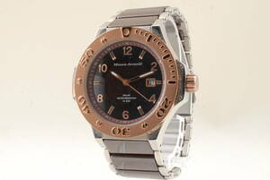 【美品 保障付 動作確認済】Mauro Geraldi Watch Solar Ceramic 10 Atm Water Resistant Calendar Mj034-5 マウロジェラルディ #T106