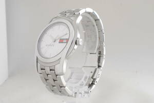 【良品 保障付 動作確認済】Gucci Watch 5500 XL Swiss Quartz 38mm Men's Silver with White Dial グッチ クオーツ メンズ #T140
