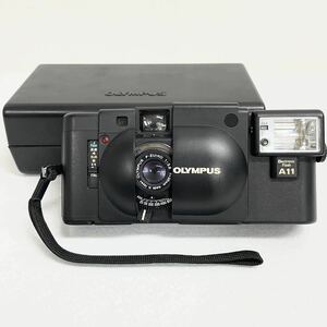 OLYMPUS オリンパス XA A11 コンパクトフィルムカメラ F.ZUIKO 1:28 f=35mm ブラック エレクトロニックフラッシュ ケース付き 動作未確認