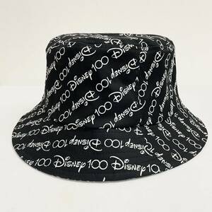 【美品】Disney ディズニー バケットハット ブラック/ホワイト サイズ 頭周り59cm 帽子 黒 Disney100