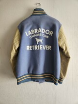 スタジャン Labrador Retriever ラブラドールレトリバー 袖革スタジャン 水色クリーム sizeM Leather Stadium Jumper _画像2