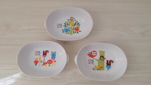 グラタン皿 フクロウ　日本製　子供　Jewel 3客セット　白