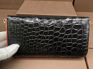 新品 クロコダイル ワニ革 腹革 長財布 本物 ラウンドファスナー 男性用財布 小銭入れあり 未使用