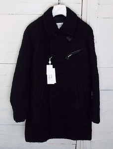 T2546〇Maison Margiela(メゾン マルジェラ)ウール ロングコート ウール/牛革/レーヨン ブラック サイズ44