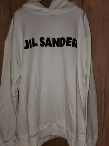 新品未使用タグ☆JIL SANDER ☆ジルサンダー White フロントロゴ 　プルオーバーパーカー 白 size M 