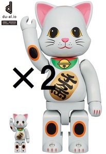 送料無料 新品 NY@BRICK 招き猫 白メッキ 100％ & 400％ 2セット メディコムトイ MEDICOM TOY ベアブリック ニャーブリック ソラマチ 限定