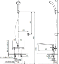 LIXIL・INAX　(リクシル・イナックス)　サーモスタット付シャワーバス水栓　デッキ(台付)タイプ　BF-WM646TSG(300)_画像3