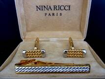 ◎№4555◎■新品■ニナリッチ【NINA RICCI】【シルバー・ゴールド】■カフス＆ネクタイピン セット♪_画像1