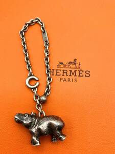 ★ミや［BbY826］1円スタート！HERMES エルメス　キーホルダー　キーチェーン　カバ　中古品　コンパクトサイズ