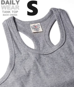 AVIREX リブ タンクトップ BACK CROSS グレー Sサイズ / 《DAILY》RIB TANK TOP バッククロス 灰色 デイリーウェア アビレックス