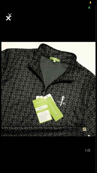 HK WORKS LONDON ゴルフ 新品 メンズ 吸水速乾 ハーフジップ 半袖ポロシャツ 黒[C6330RR-N9-LL]