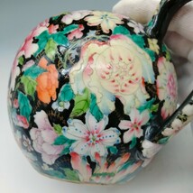 【旭】在銘　粉彩草花紋急須　ティーポット　高14.5cm,幅23cm×13.5cm,575ｇ_画像8