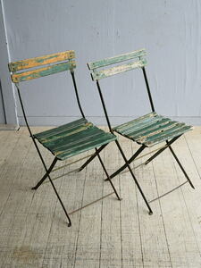  French antique folding garden chair ×2 8252