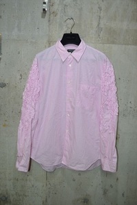  Comme des Garcons Homme pryusCOMMEdesGARCONS HOMME PLUS silver chewing gum check frill shirt S PI-B034 D4519