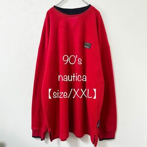 nautica/ノーティカ★90s★フリース★プルオーバー★レッド/赤★XXL