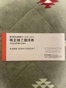 【最新】吉野家 株主優待 お食事券5000円分(500円券10枚)　はなまるうどん