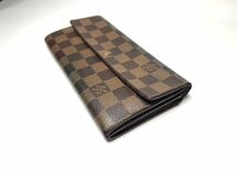 E268 1円 ■美品■ LOUIS VUITTON ルイヴィトン N61734 ダミエ ポルトフォイユサラ 長財布 ウォレット 札入れ 小銭入れ ブラウン系 _画像5