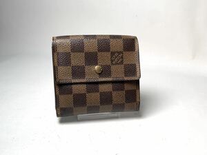 E281 美品 1円 LOUIS VUITTON ルイヴィトン N61652 ダミエ ポルトモネ ビエ カルトクレディ Wホック 三つ折り 財布 ウォレット ブラウン系 