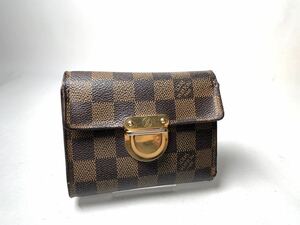 E411 美品　1円 LOUIS VUITTON ルイヴィトン N60005 ダミエ ポルトフォイユ コアラ 三つ折り 財布 ウォレット レディース ブラウン系 