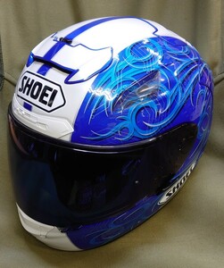 SHOEI X-TWELVE KAGAYAMA フルフェイス ヘルメット 未使用のソフトスモークミラーシールドブルー付き X-12 カガヤマ 加賀山 レプリカ 