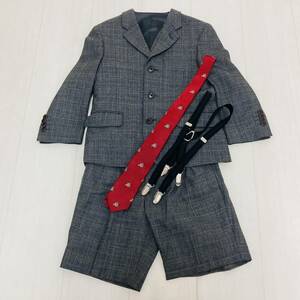 a03297 Pinocchio ピノキオ キッズ 子供服 スーツ セットアップ ジャケット ベスト パンツ 110 グレー 毛100％ フォーマルイブニングウェア