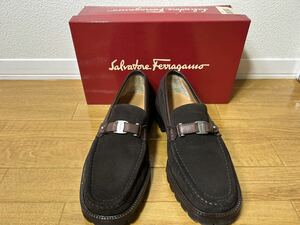 【美品】Salvatore Ferragamo フェラガモ ビットローファー 7 E E / 25.0 ブラウン スウエード ガンチーニ イタリア製 革靴 ビジネス