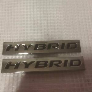 【送料込】HYBRID（ハイブリッド) エンブレムプレート 黒文字　縦1.0cm×横6.0cm　2枚組　金属製