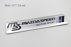 【送料込・在庫有】MAZDA SPEED(マツダスピード) エンブレムプレート 青 縦2.６cm×横12cm アルミ製 MS