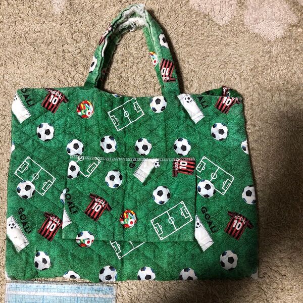 トートバッグ 手作り サッカー柄