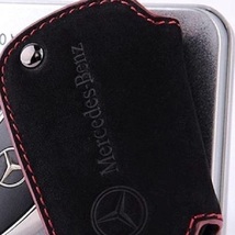 AMG メルセデスベンツ Mercedes Benz アルカンターラ レザー キーカバー キーケース 本革 ブラック レッドステッチ k_画像5