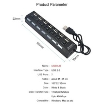 USBハブ 7ポート 480MBps伝送 LEDライト搭載 USB2.0 高速データ転送 独立・個別スイッチ付 セルフパワー式 バスパワー t_画像10