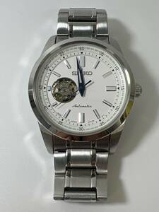 【稼働・美品】SEIKO メンズ腕時計　SCVE049 4R38-02A0 白文字盤　スケルトン 日本製　AT 駒　箱　備品有　GST111302