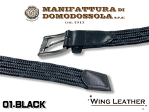 新品 MANIFATTURA DI DOMODOSSOLA マニファトゥーラ ディ ドモドッソラ レザーメッシュ ベルト 30mm 黒色 ブラック GTC032-BLACK_画像3