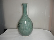 @@seiji 青磁　花器　花瓶　韓国青磁の花器　海青　の窯印　口径5.2cm　高さ31.5cm　胴回り50cm_画像2