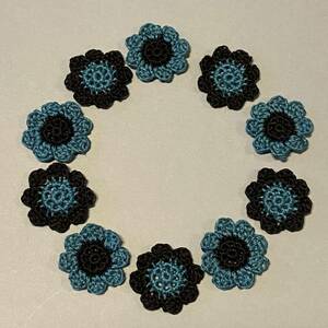  hand made lacework deep blue × black 8 sheets petal . flower motif 