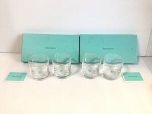 Y506 未使用　TIFFANY & Co./ティファニー　スウィングOF ペア　ロックグラス　2客入り×2箱　クリスタルガラス　ドット模様　箱入