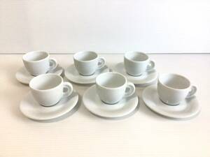 Y542 unused Italy Le Porcellane d*Ancap / anchor p Espresso small cup & saucer 6 customer set white simple 