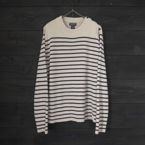★POLO JEANS★ポロジーンズ★コットンボーダーマリンニット★ベージュ×ネイビー★L